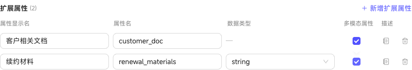 对象编辑抽屉新增续约材料扩展属性并启用多模态属性