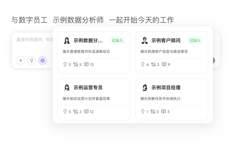 选择数字员工并组成协作团队